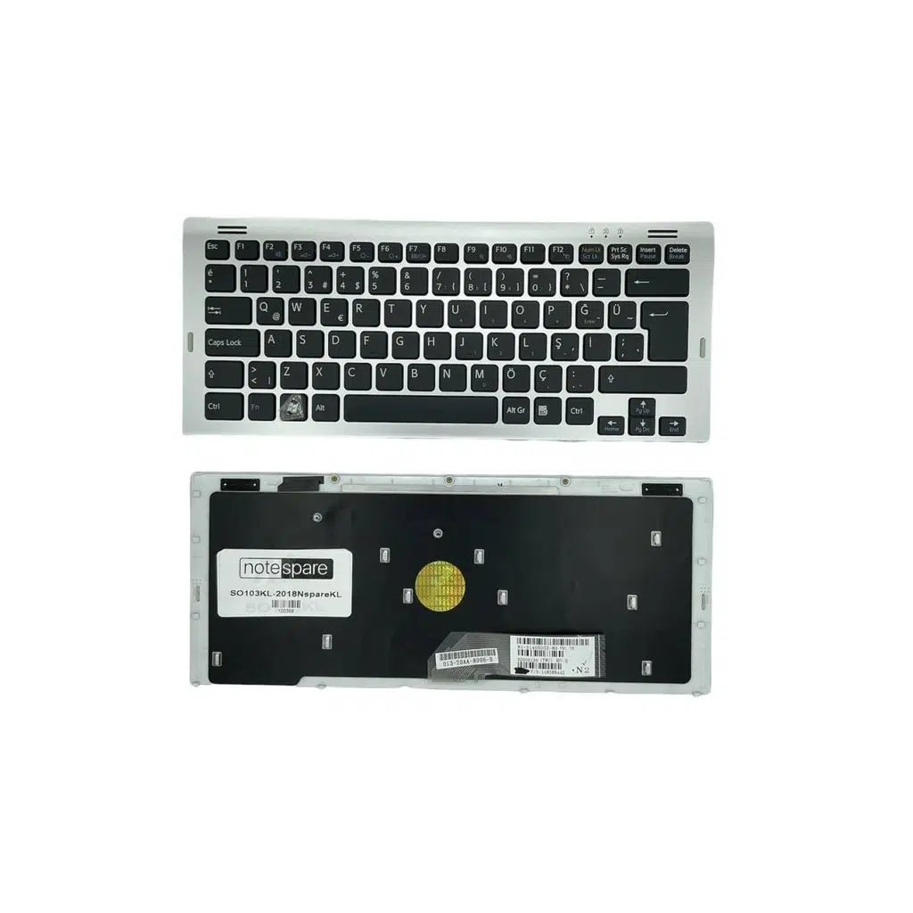 Sony ile Uyumlu Vaio VGN-SR490DDB, VGN-SR490DEB, VGN-SR490J Notebook Klavye Gümüş Gri TR