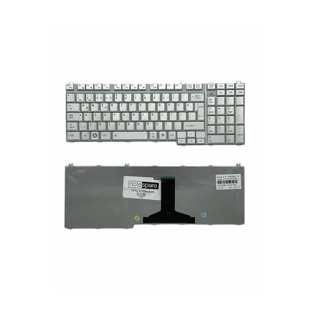 Toshiba Uyumlu Qosmio F750-112, F750-113, F750-11H, F750-11J Klavye TR - Gümüş Gri