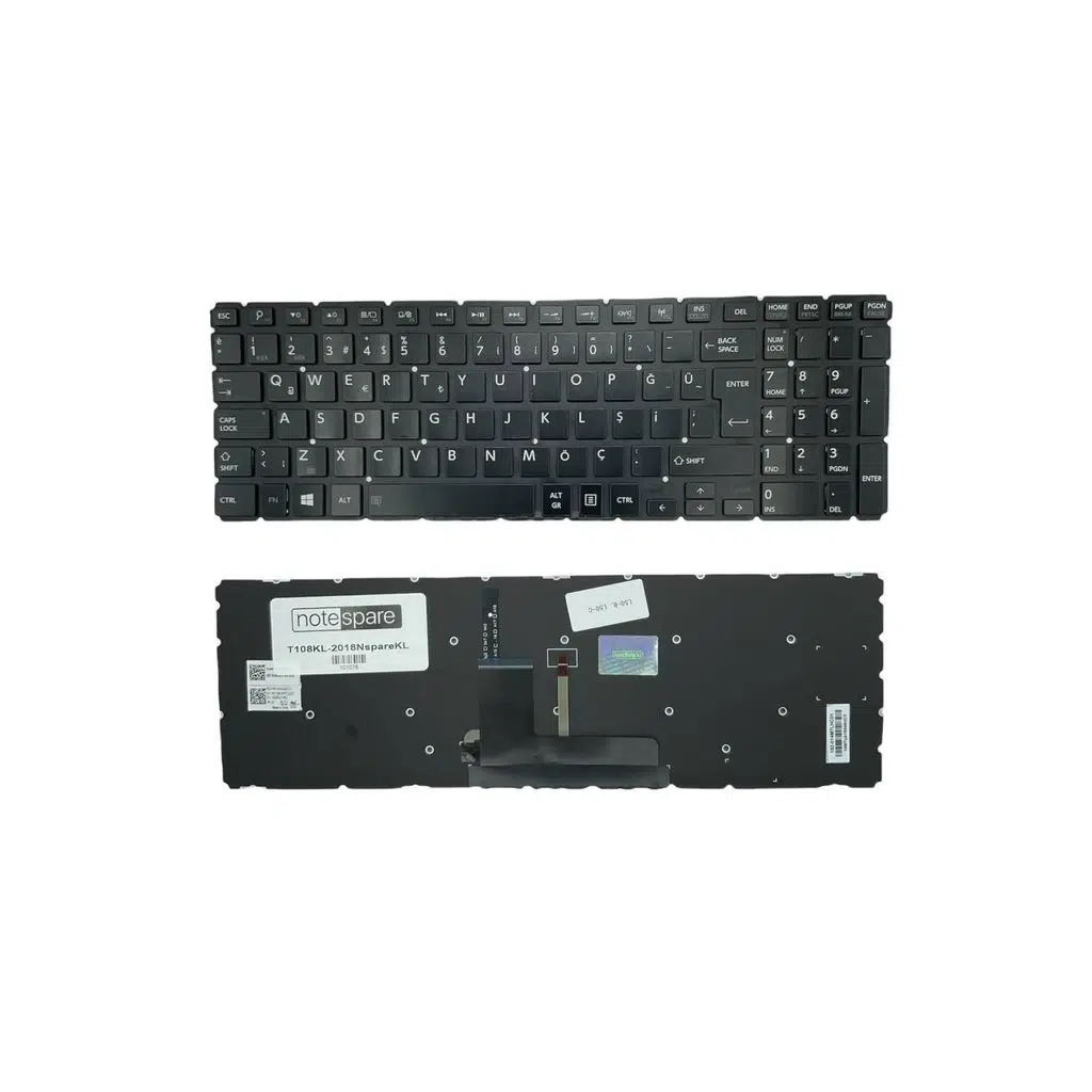 Toshiba Uyumlu Satellite L50-B-119, L50-B-11C, L50-B-11D, L50-B-11E Klavye TR - Işıklı Siyah
